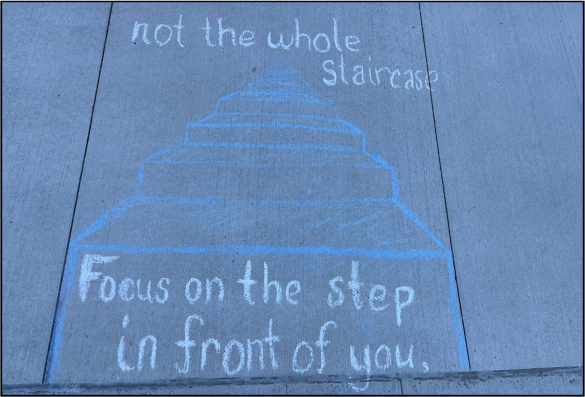 Inspirational chalk art done by President Piper Girardi done on October 16th (Photo by Elise Hartwig)
